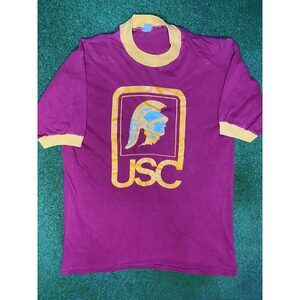 80s USC Trojans - Vintage College Ringer T-Shirt (Medium)